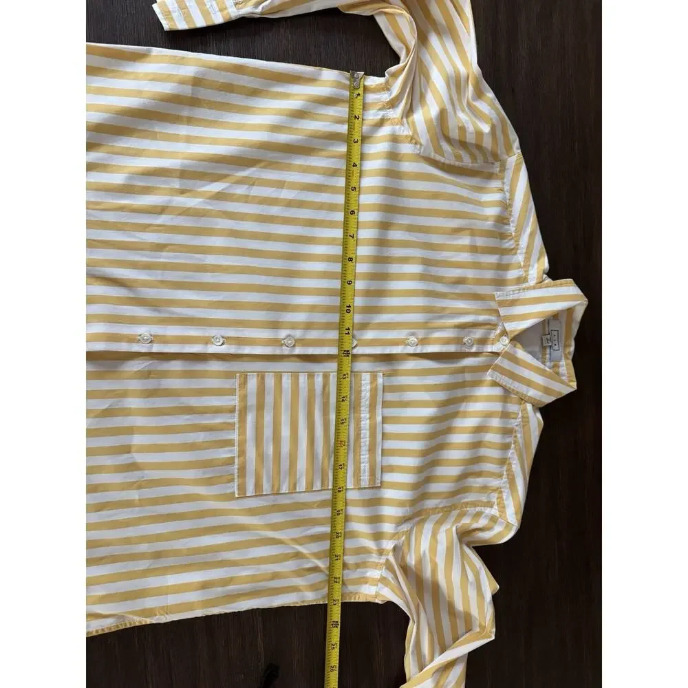 AYR The Deep End Shirt Womens XS Yellow Stripe Button Relaxed Long Sleeve - Picture 6 of 8